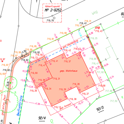 Gezeichneter Plan mit Abmessungen